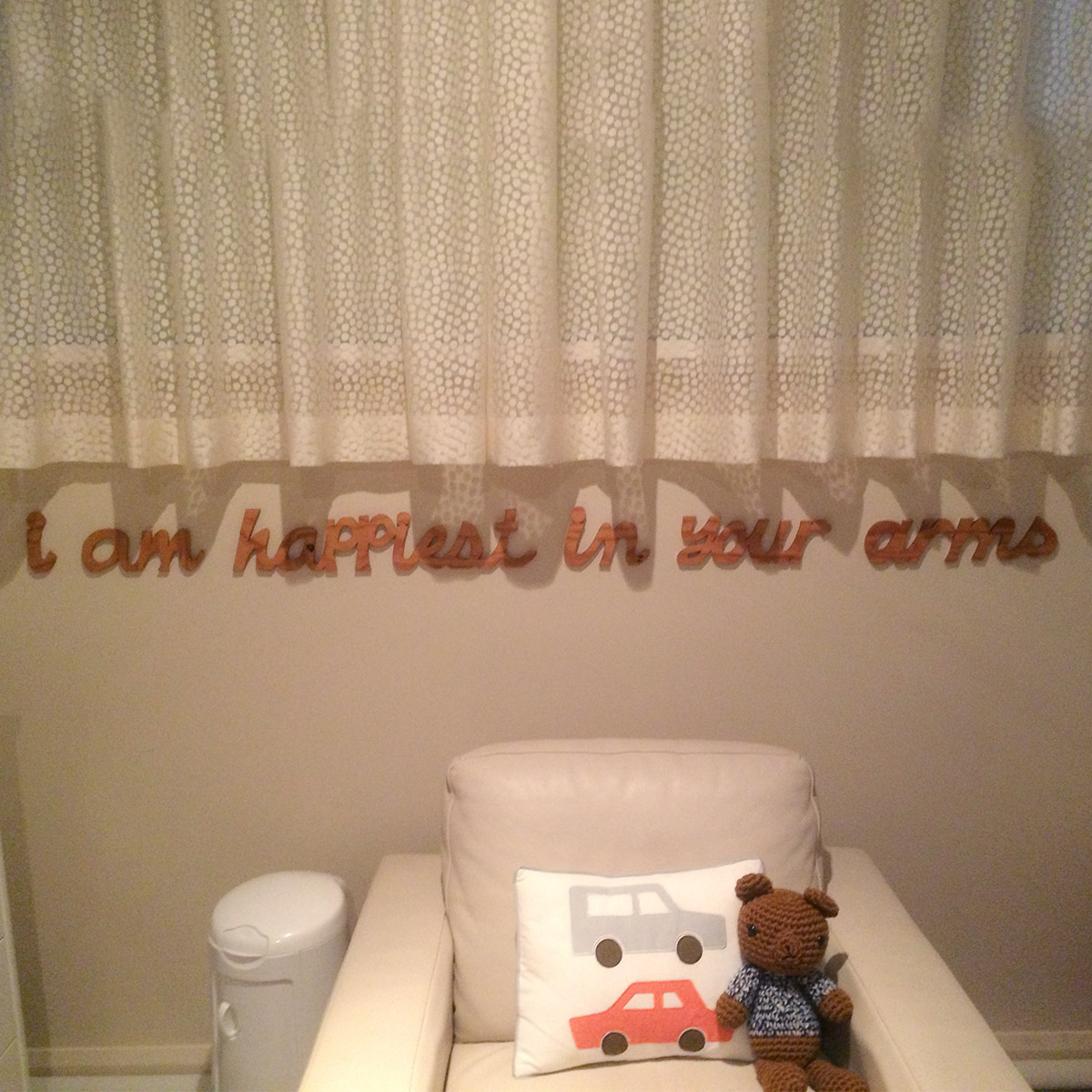 wooden cutout saying for nursery